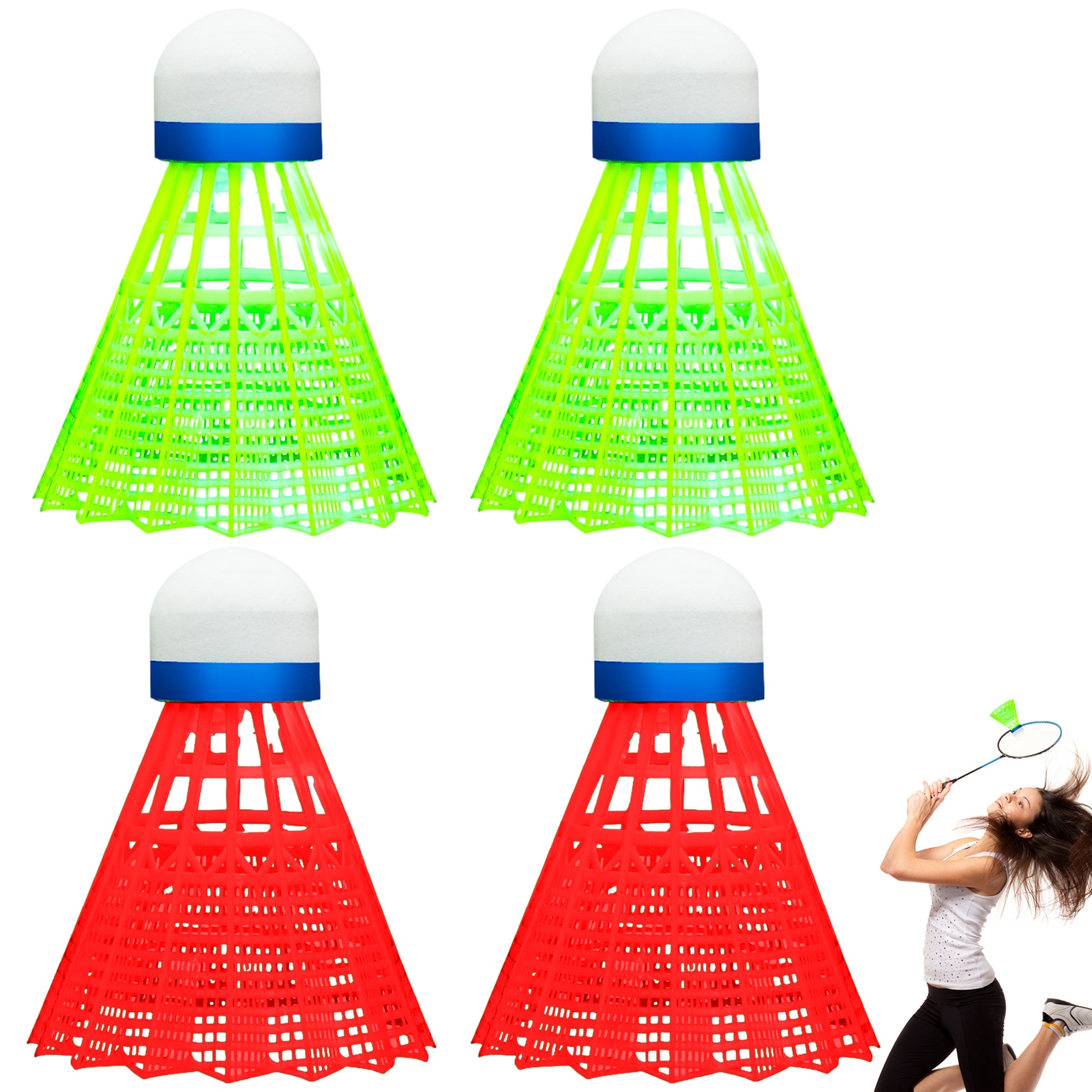 Dark Night LED Glowing Light Up Badminton Shuttlecocks Colorful Lighting Balls Indoor And Outdoor Sports